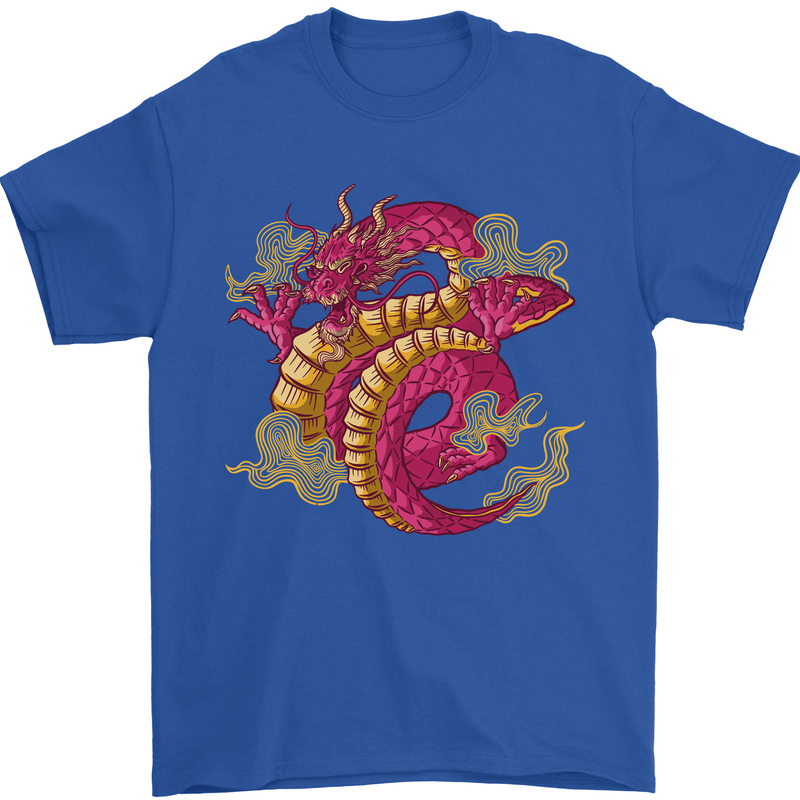 A Chinese Dragon Mens T-Shirt Cotton Gildan Royal Blue