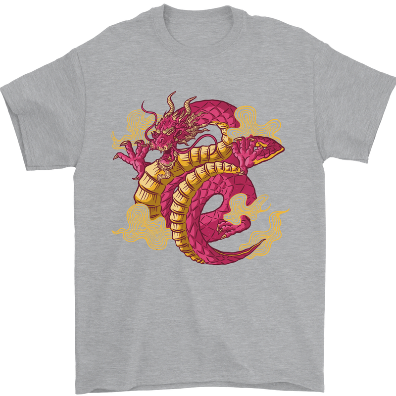 A Chinese Dragon Mens T-Shirt Cotton Gildan Sports Grey