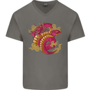 A Chinese Dragon Mens V-Neck Cotton T-Shirt Charcoal