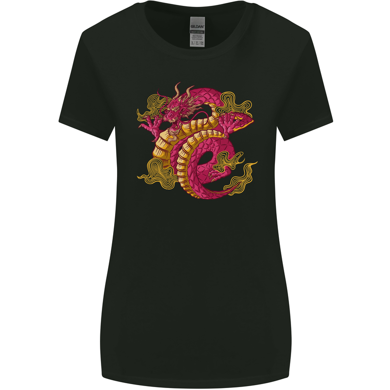 A Chinese Dragon Womens Wider Cut T-Shirt Black