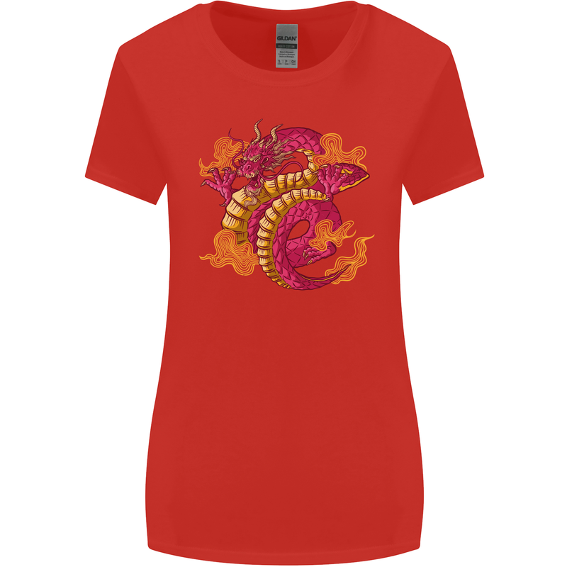 A Chinese Dragon Womens Wider Cut T-Shirt Red