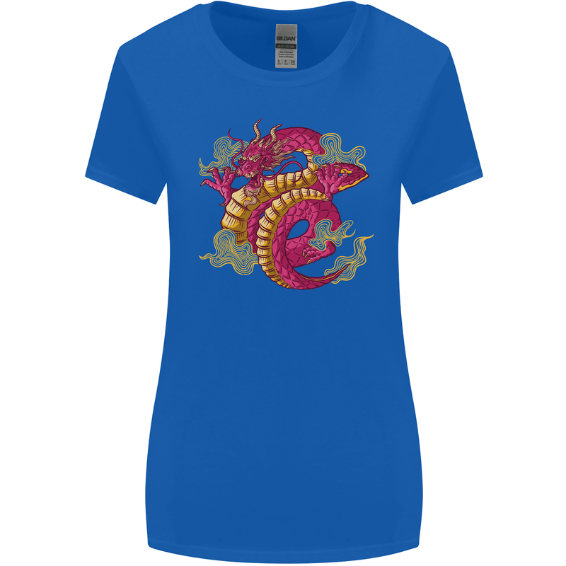 A Chinese Dragon Womens Wider Cut T-Shirt Royal Blue