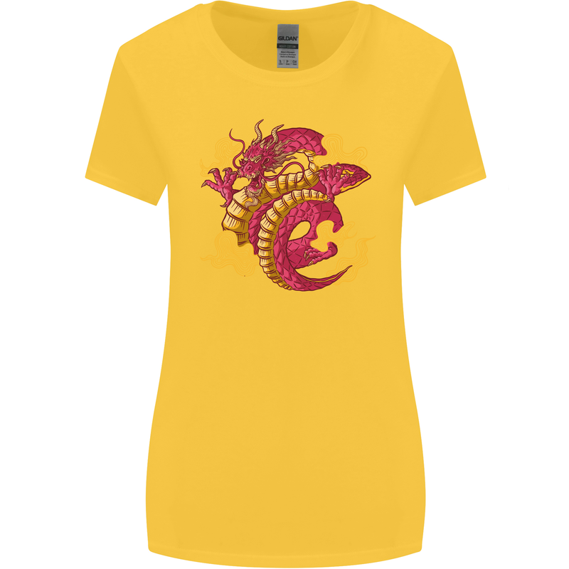 A Chinese Dragon Womens Wider Cut T-Shirt Yellow