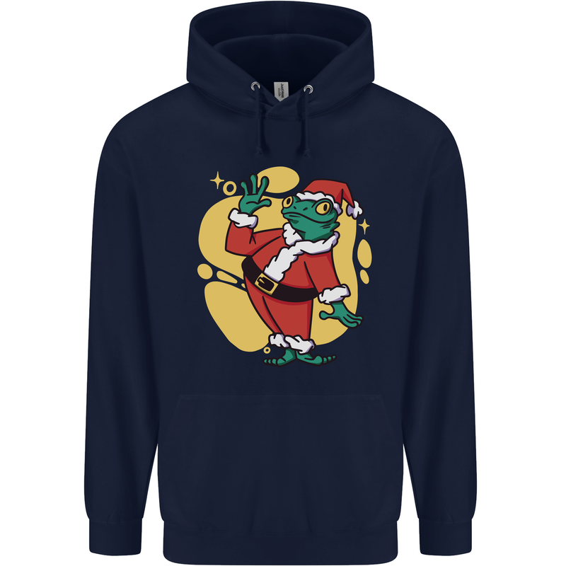 A Christmas Frog Dressed as Santa Claus Childrens Kids Hoodie Navy Blue