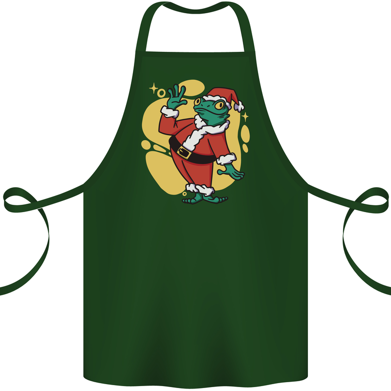 A Christmas Frog Dressed as Santa Claus Cotton Apron 100% Organic Forest Green