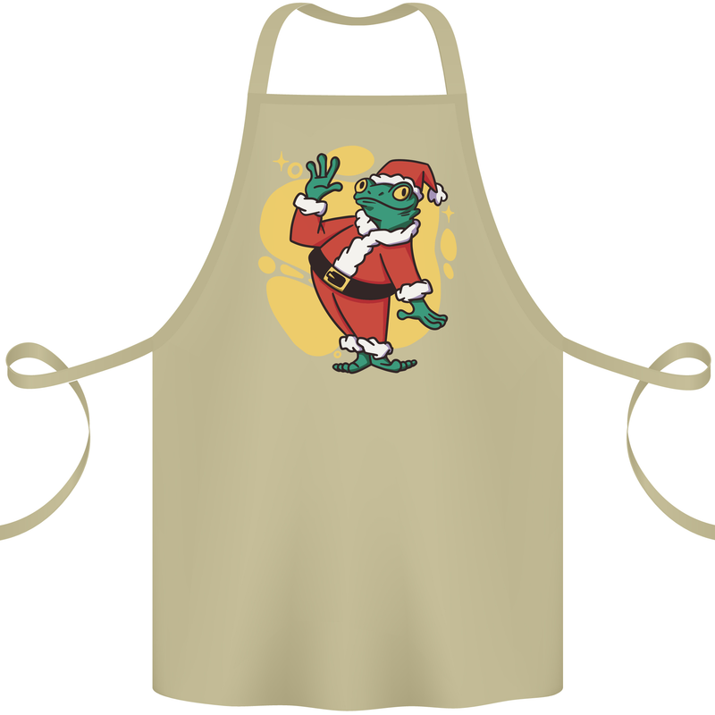A Christmas Frog Dressed as Santa Claus Cotton Apron 100% Organic Khaki