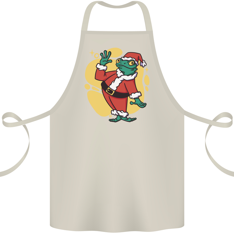 A Christmas Frog Dressed as Santa Claus Cotton Apron 100% Organic Natural