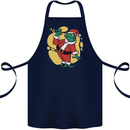 A Christmas Frog Dressed as Santa Claus Cotton Apron 100% Organic Navy Blue
