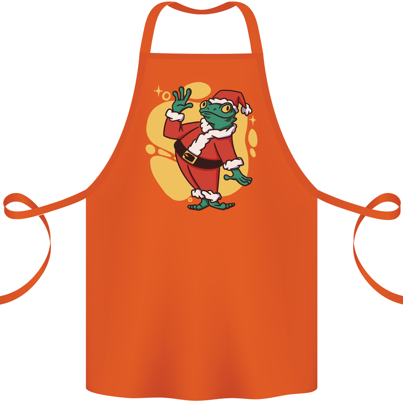 A Christmas Frog Dressed as Santa Claus Cotton Apron 100% Organic Orange