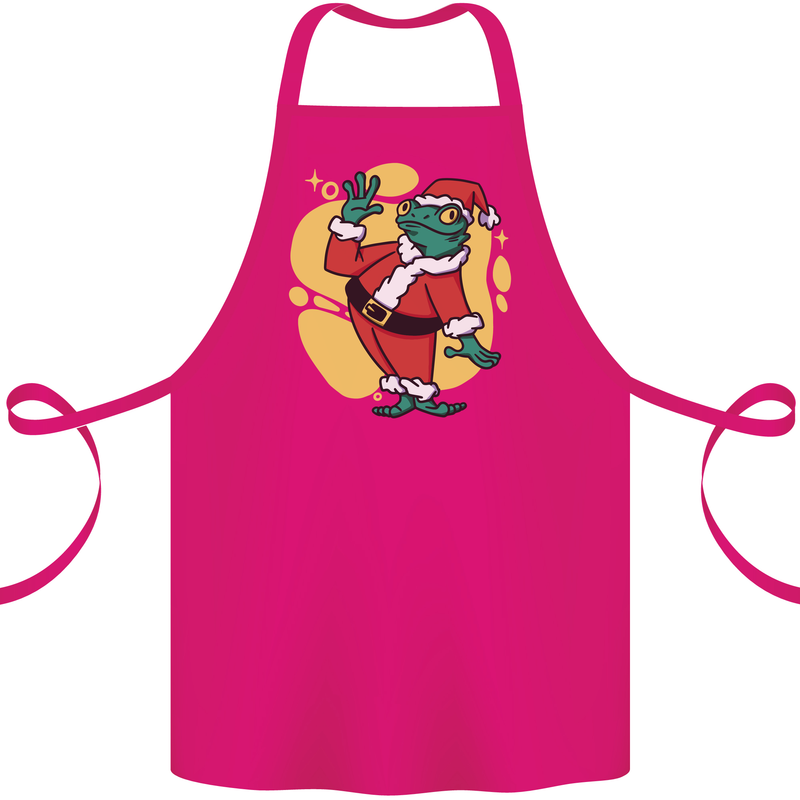 A Christmas Frog Dressed as Santa Claus Cotton Apron 100% Organic Pink