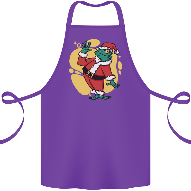 A Christmas Frog Dressed as Santa Claus Cotton Apron 100% Organic Purple