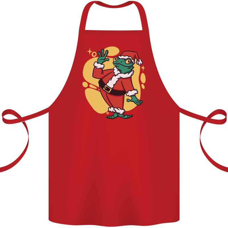 A Christmas Frog Dressed as Santa Claus Cotton Apron 100% Organic Red
