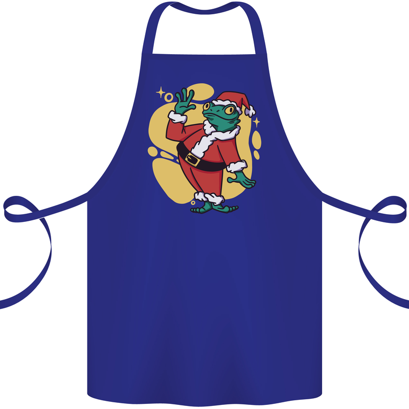 A Christmas Frog Dressed as Santa Claus Cotton Apron 100% Organic Royal Blue