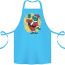 A Christmas Frog Dressed as Santa Claus Cotton Apron 100% Organic Turquoise