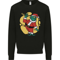 A Christmas Frog Dressed as Santa Claus Kids Sweatshirt Jumper Black