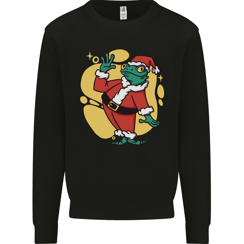 A Christmas Frog Dressed as Santa Claus Kids Sweatshirt Jumper Black