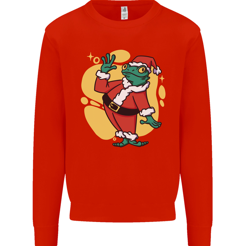 A Christmas Frog Dressed as Santa Claus Kids Sweatshirt Jumper Bright Red