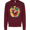 A Christmas Frog Dressed as Santa Claus Kids Sweatshirt Jumper Maroon