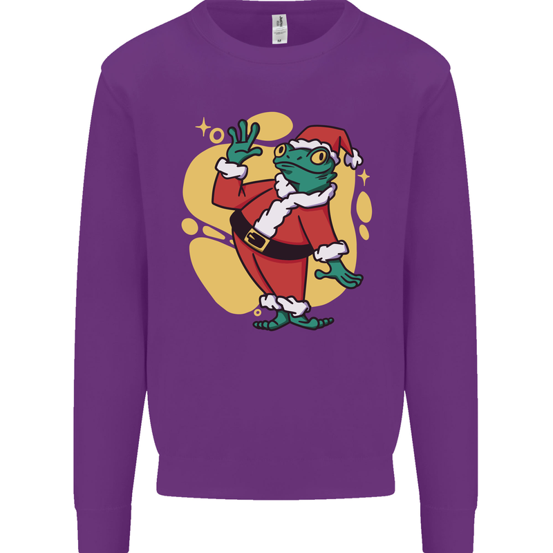 A Christmas Frog Dressed as Santa Claus Kids Sweatshirt Jumper Purple