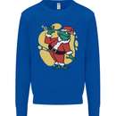 A Christmas Frog Dressed as Santa Claus Kids Sweatshirt Jumper Royal Blue