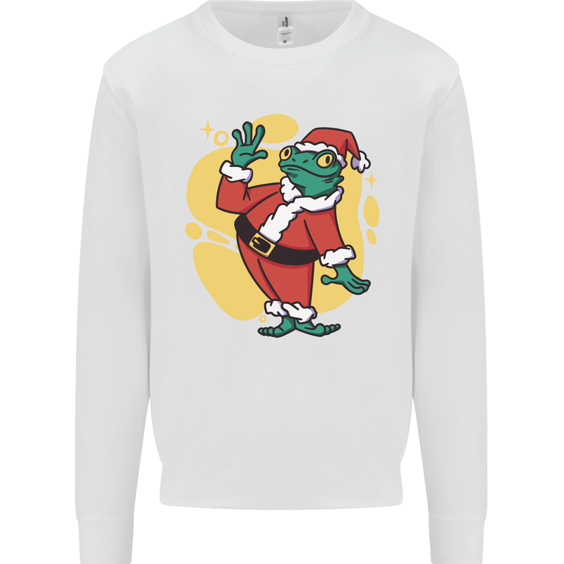 A Christmas Frog Dressed as Santa Claus Kids Sweatshirt Jumper White