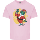A Christmas Frog Dressed as Santa Claus Kids T-Shirt Childrens Light Pink