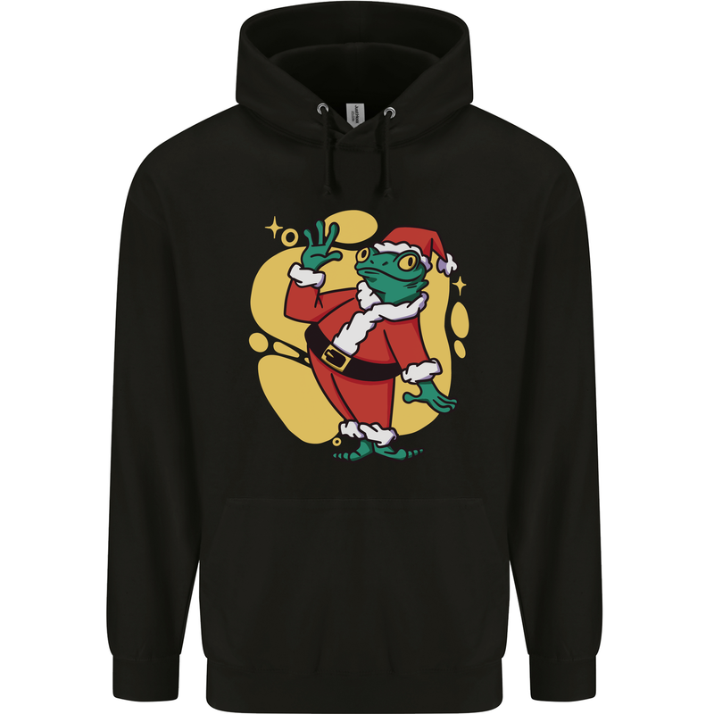 A Christmas Frog Dressed as Santa Claus Mens 80% Cotton Hoodie Black