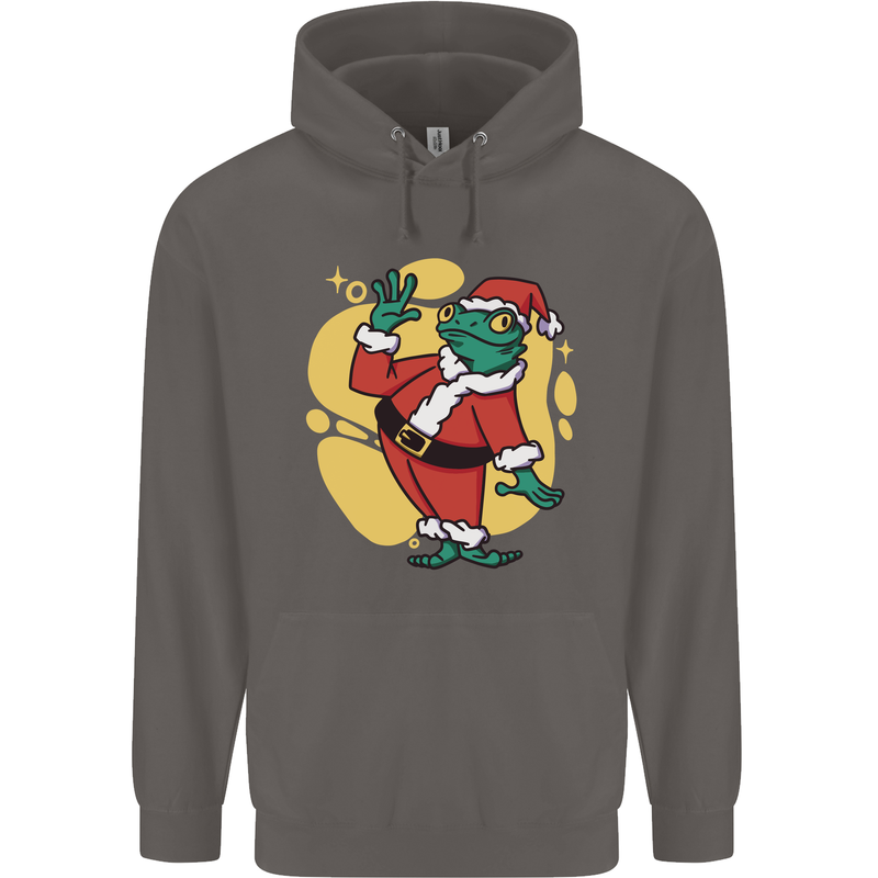 A Christmas Frog Dressed as Santa Claus Mens 80% Cotton Hoodie Charcoal
