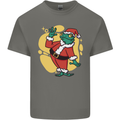 A Christmas Frog Dressed as Santa Claus Mens Cotton T-Shirt Tee Top Charcoal