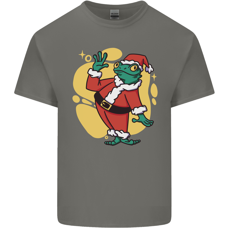 A Christmas Frog Dressed as Santa Claus Mens Cotton T-Shirt Tee Top Charcoal