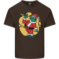 A Christmas Frog Dressed as Santa Claus Mens Cotton T-Shirt Tee Top Dark Chocolate