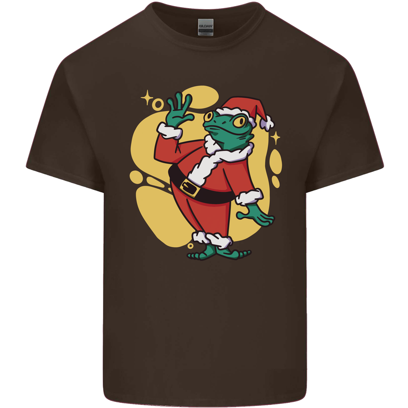 A Christmas Frog Dressed as Santa Claus Mens Cotton T-Shirt Tee Top Dark Chocolate