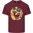 A Christmas Frog Dressed as Santa Claus Mens Cotton T-Shirt Tee Top Maroon