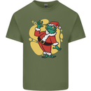 A Christmas Frog Dressed as Santa Claus Mens Cotton T-Shirt Tee Top Military Green