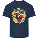 A Christmas Frog Dressed as Santa Claus Mens Cotton T-Shirt Tee Top Navy Blue
