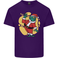A Christmas Frog Dressed as Santa Claus Mens Cotton T-Shirt Tee Top Purple