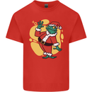 A Christmas Frog Dressed as Santa Claus Mens Cotton T-Shirt Tee Top Red