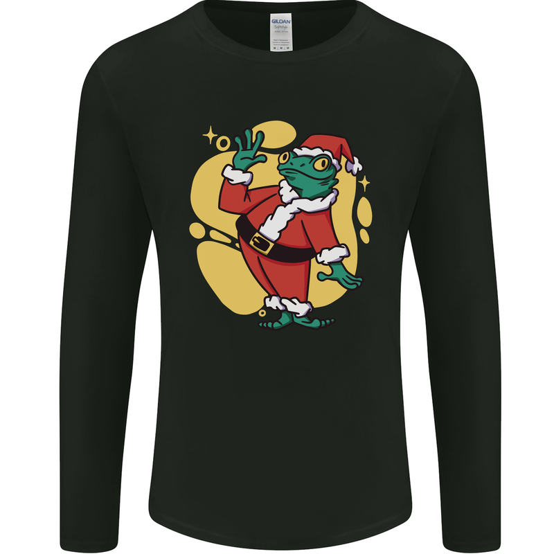 A Christmas Frog Dressed as Santa Claus Mens Long Sleeve T-Shirt Black