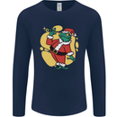 A Christmas Frog Dressed as Santa Claus Mens Long Sleeve T-Shirt Navy Blue