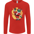 A Christmas Frog Dressed as Santa Claus Mens Long Sleeve T-Shirt Red