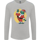 A Christmas Frog Dressed as Santa Claus Mens Long Sleeve T-Shirt Sports Grey