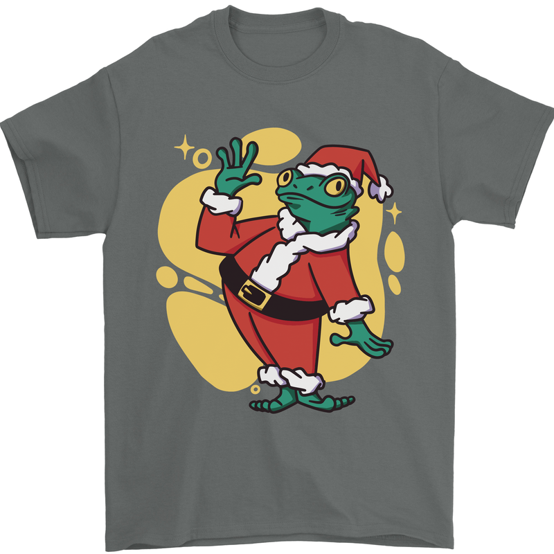 A Christmas Frog Dressed as Santa Claus Mens T-Shirt 100% Cotton Charcoal