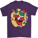 A Christmas Frog Dressed as Santa Claus Mens T-Shirt 100% Cotton Purple
