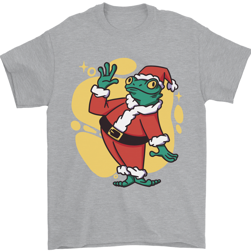 A Christmas Frog Dressed as Santa Claus Mens T-Shirt 100% Cotton Sports Grey