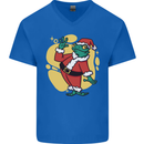 A Christmas Frog Dressed as Santa Claus Mens V-Neck Cotton T-Shirt Royal Blue
