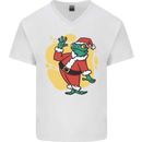 A Christmas Frog Dressed as Santa Claus Mens V-Neck Cotton T-Shirt White