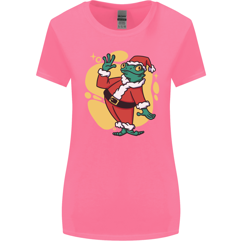 A Christmas Frog Dressed as Santa Claus Womens Wider Cut T-Shirt Azalea
