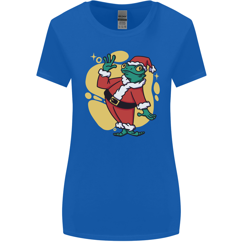 A Christmas Frog Dressed as Santa Claus Womens Wider Cut T-Shirt Royal Blue