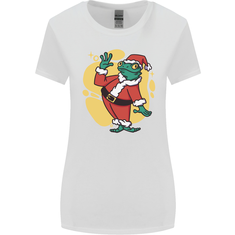 A Christmas Frog Dressed as Santa Claus Womens Wider Cut T-Shirt White