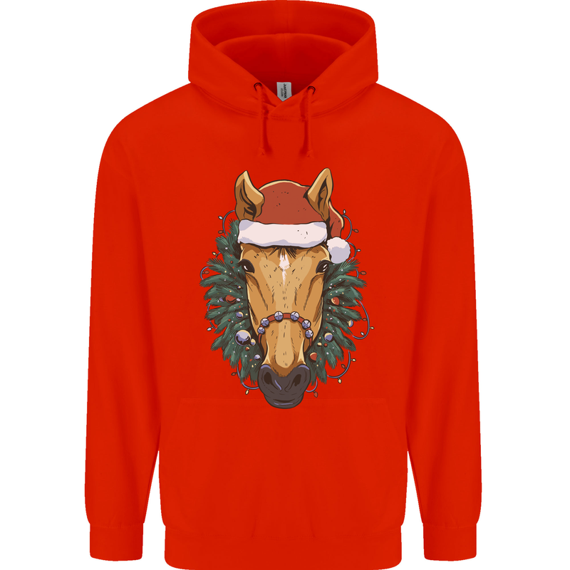 A Christmas Horse Equestrian Childrens Kids Hoodie Bright Red